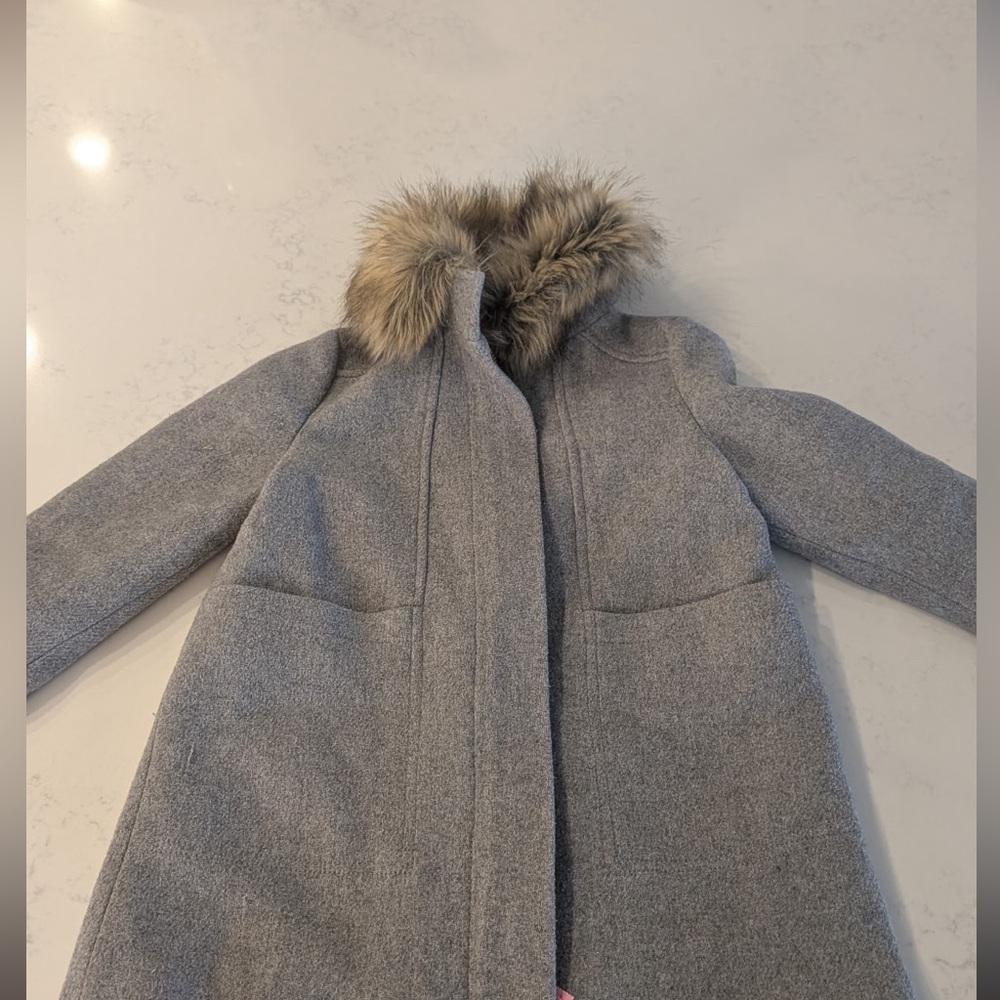 Crewcuts Gray Pea Coat with Faux Fur Collar